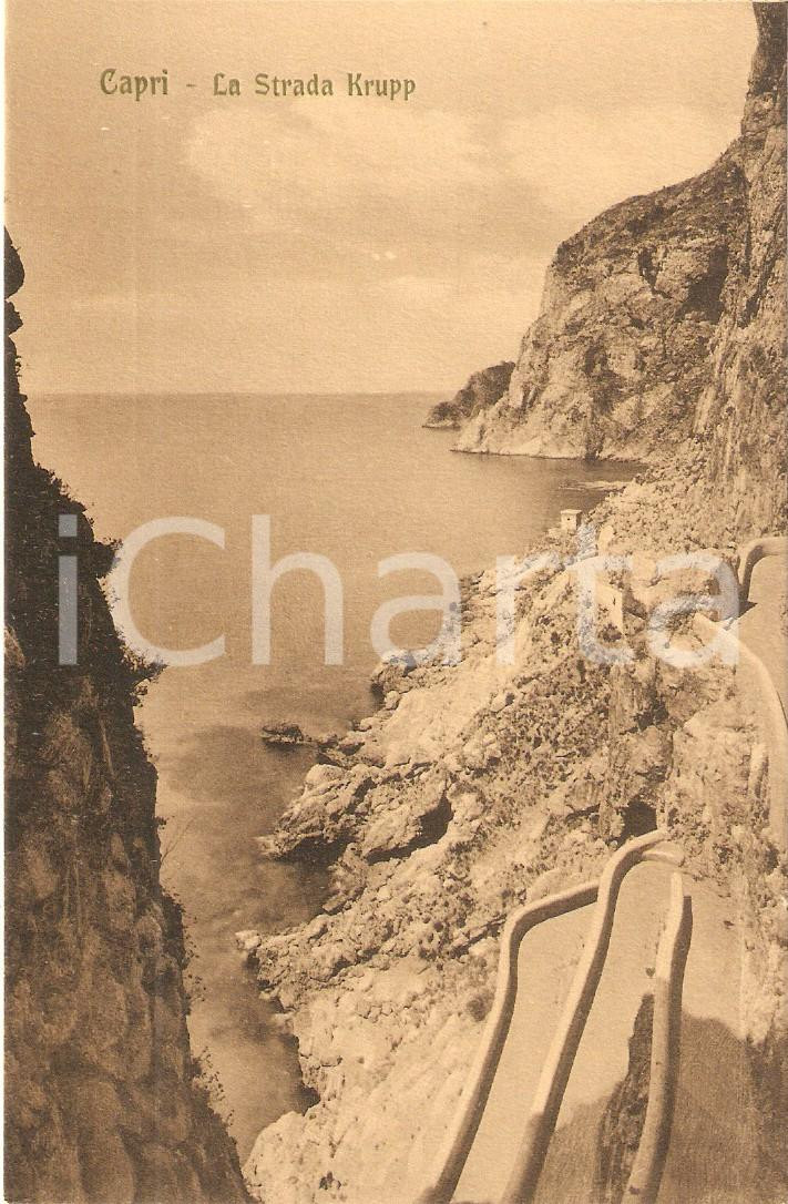 Cartolina originale da collezione 1920 ca CAPRI NA Via Friedrich Alfred KRUPP sulla scogliera Cartolina NV 1