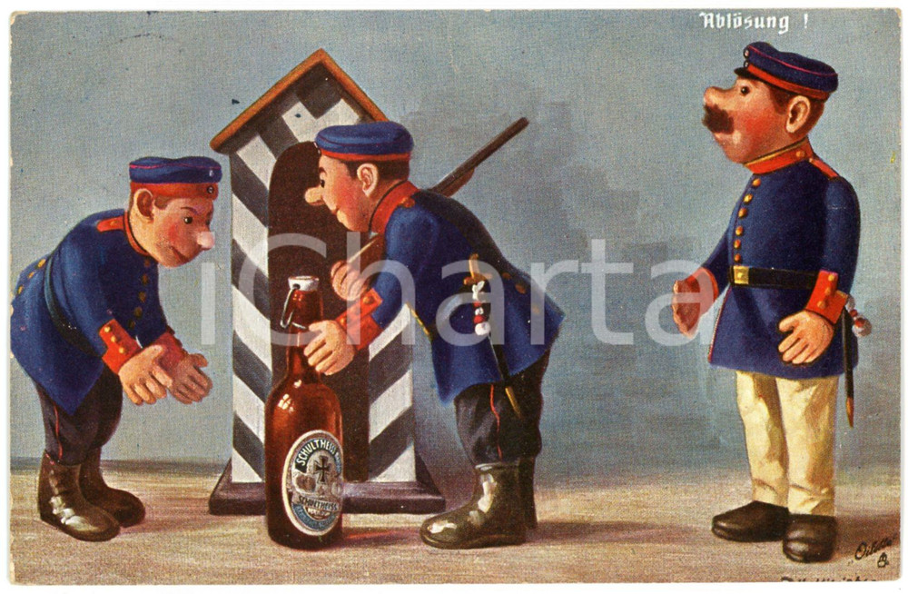 1911 Artist Fritz HILDEBRAND Soldatenpuppen - Ablusung - Postkarte  Cartolina postale d'epoca, viaggiata. FAIR/discreto Smussature agli angoli Formato: FP originale e autentica 1