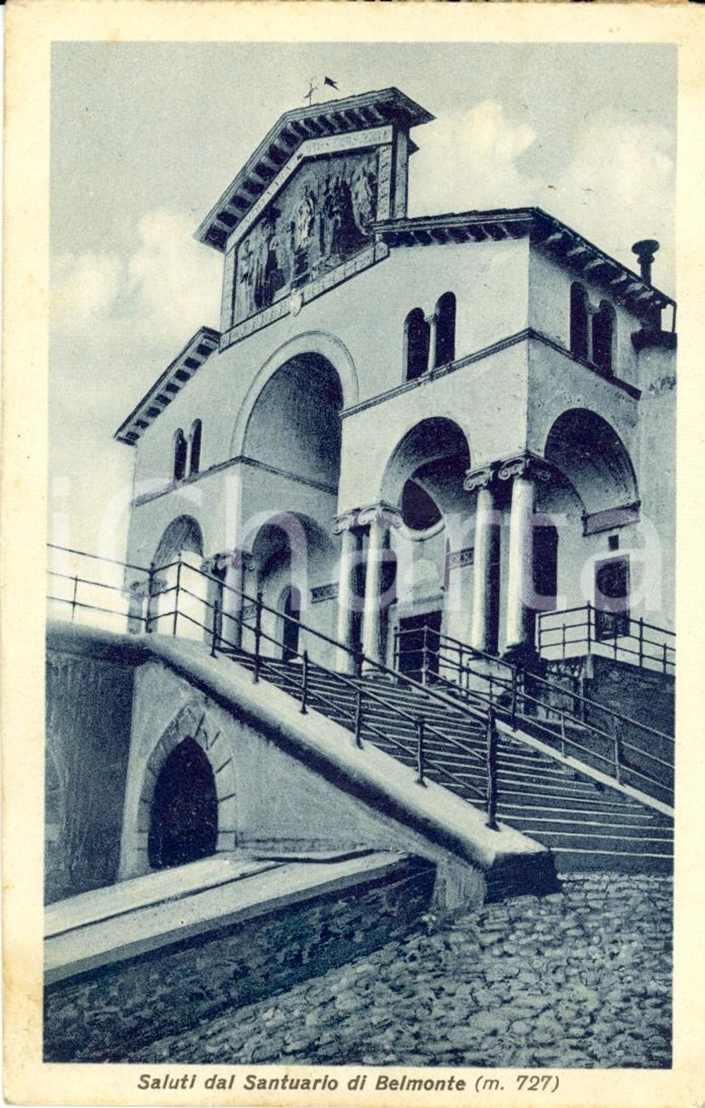 Cartolina originale da collezione 1932 VALPERGA (TO) Veduta del Santuario di BELMONTE *Cartolina postale FP VG 1