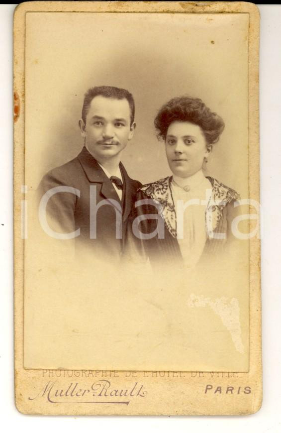 Fotografia d epoca originale 1890 ca PARIS Coppia di sposi Fotografia MULLERRAULT 1