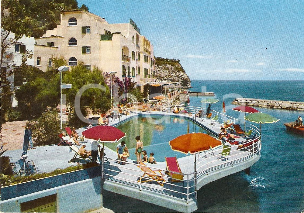 Cartolina originale da collezione 1963 LACCO AMENO (NA) Isola d'ISCHIA Piscina sporting VINTAGE *Cartolina ANIMATA 1