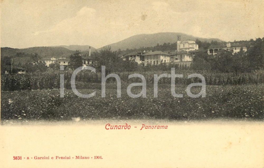 Cartolina originale da collezione 1900 ca CUNARDO (VA) Panorama del paese e delle campagne *Cartolina FP NV 1
