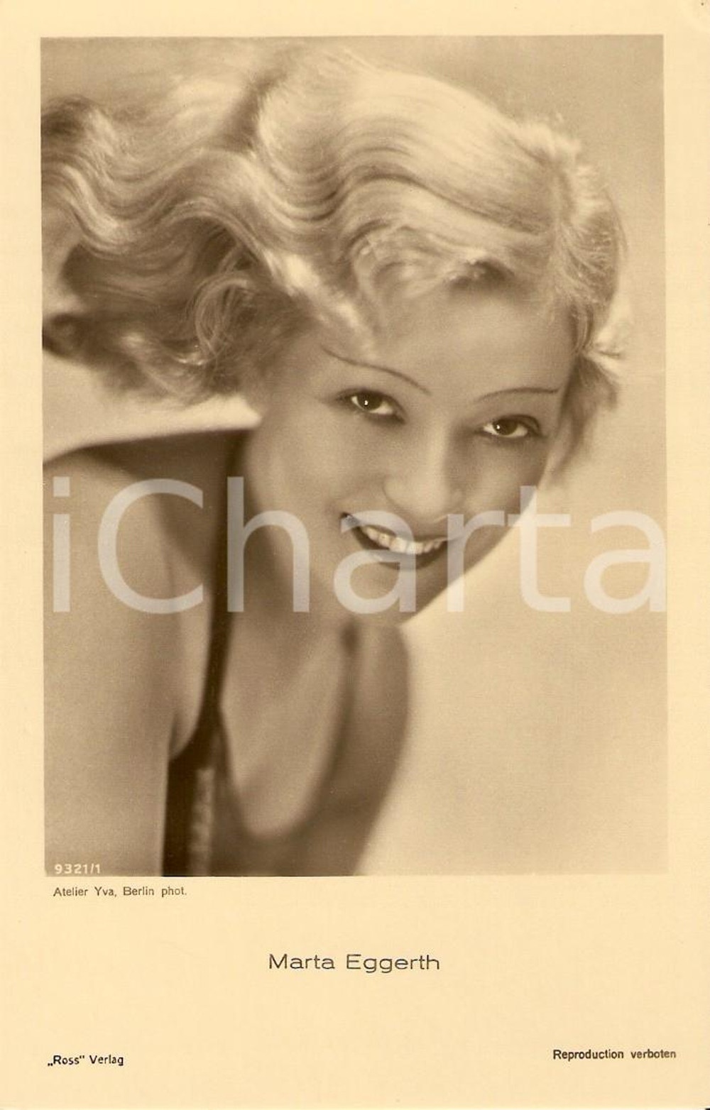 Cartolina originale da collezione 1935 ca CINEMA Actress Marta EGGERTH Portrait Cartolina FP NV 1