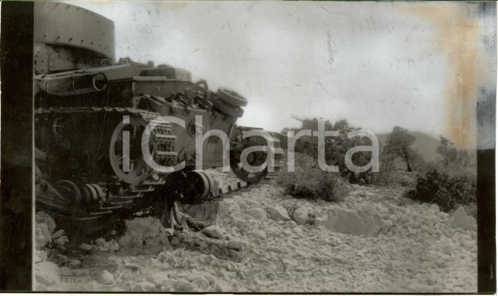Fotografia d epoca originale 1941 MARMARICA LIBIA WW2 Carri armati italiani in marcia contro il nemico 1