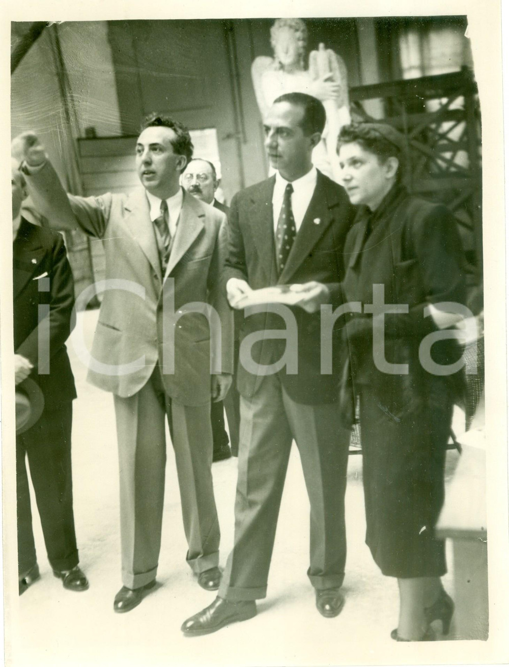 Fotografia d epoca originale 1937 MILANO Giuseppe BOTTAI visita lavori alla Basilica delle Grazie Fotografia 1