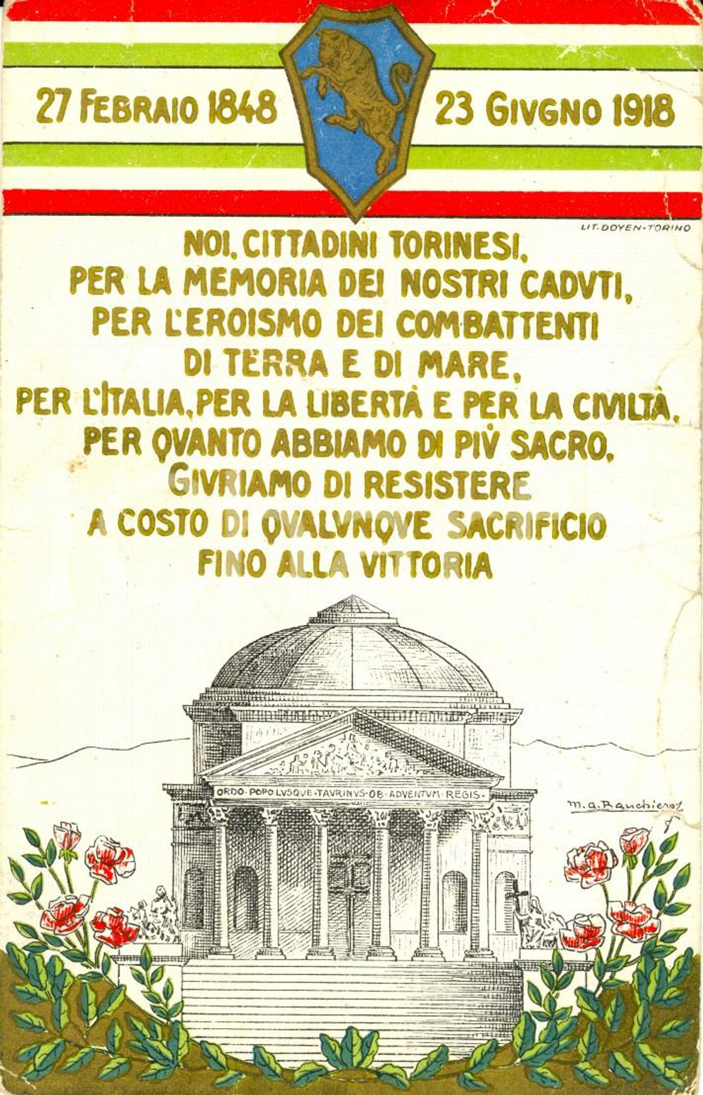 Cartolina originale da collezione 1918 Lega Nazionale Seminatrici di Coraggio Viagg. 1