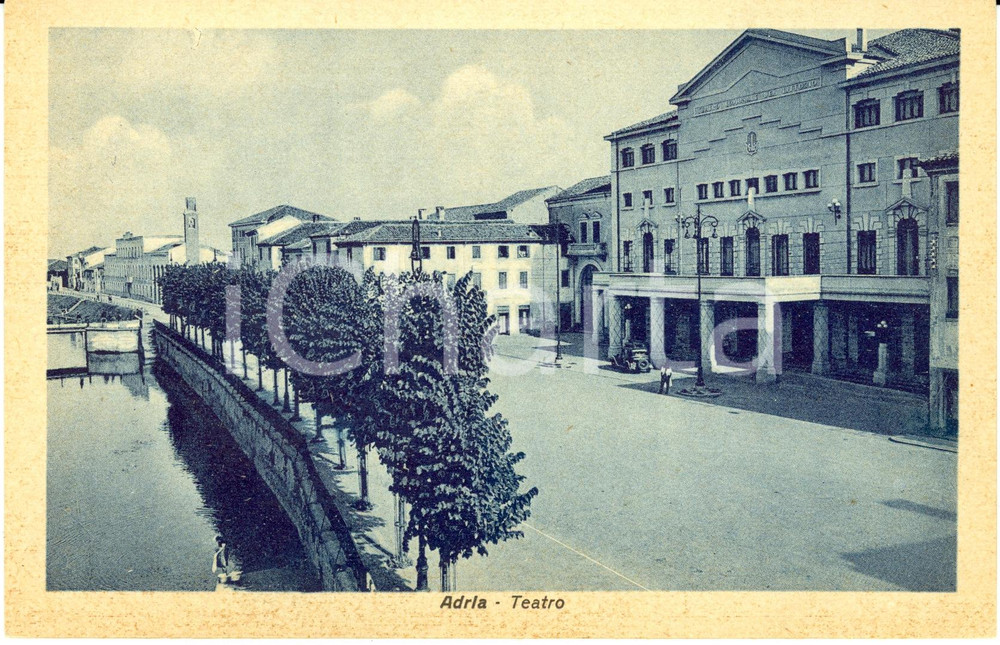 Cartolina originale da collezione 1930 ca ADRIA RO Veduta esterna del Teatro LITTORIO Cartolina postale FP NV 1
