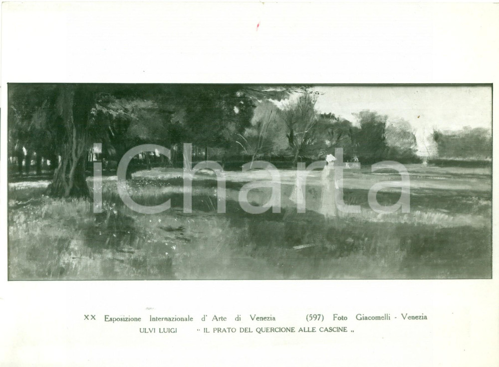 Fotografia d epoca originale 1936 VENEZIA Luigi ULVI Il prato del Quercione Fotografia coeva del quadro 1