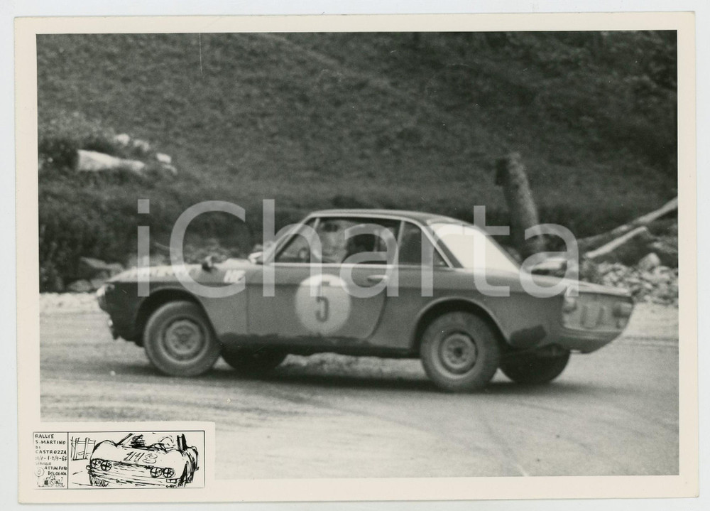 Fotografia d epoca originale 1967 Rally SAN MARTINO DI CASTROZZA Lancia Fulvia in curva JOLLY TEAM Foto 1