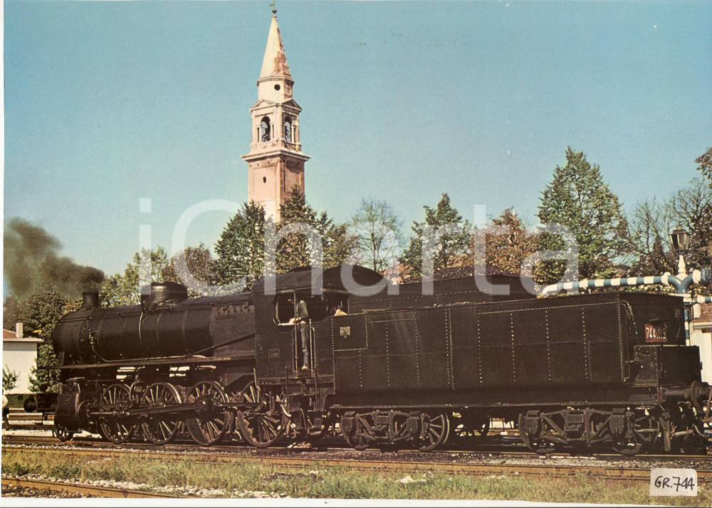 Fotografia d epoca originale 1975 ca FERROVIE STATO Locomotiva a vapore FS GR.744.115 Foto seriale 29x21 1