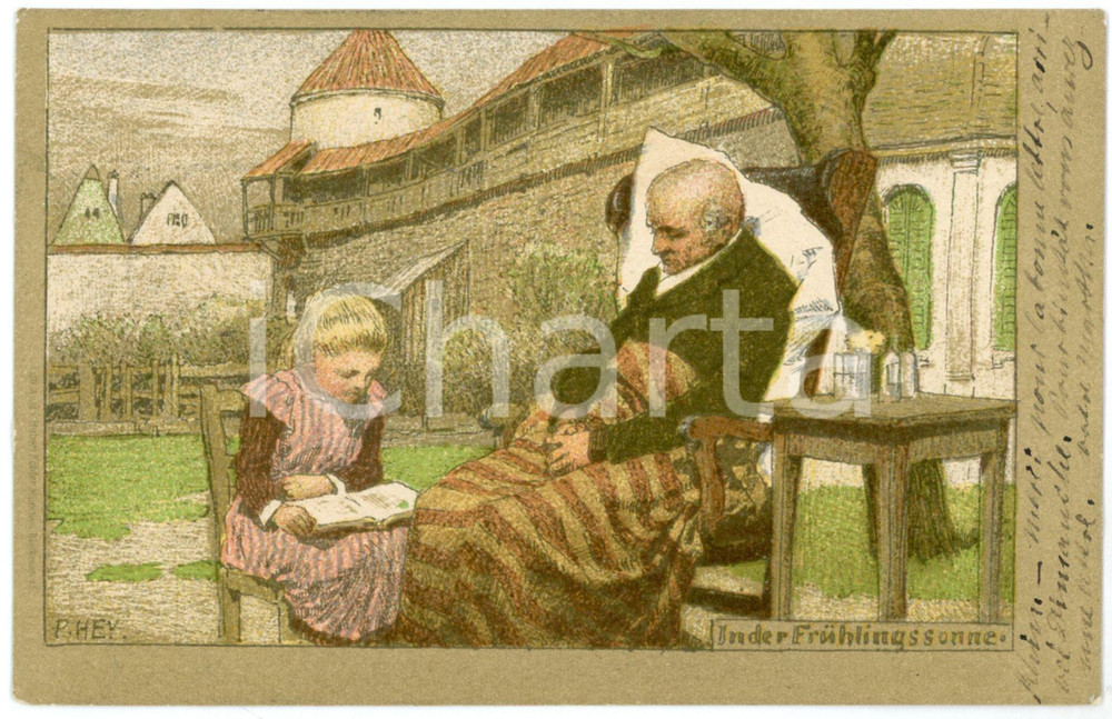 1903 DEUTSCHLAND "Inderfruhlingssonne " by Paul HEY - Postkarte FP NV  Cartolina postale d'epoca, viaggiata. VERY POOR/gravemente danneggiato Piegature agli angoli e piccolo strappo al margine superiore Formato: FP originale e autentica 1
