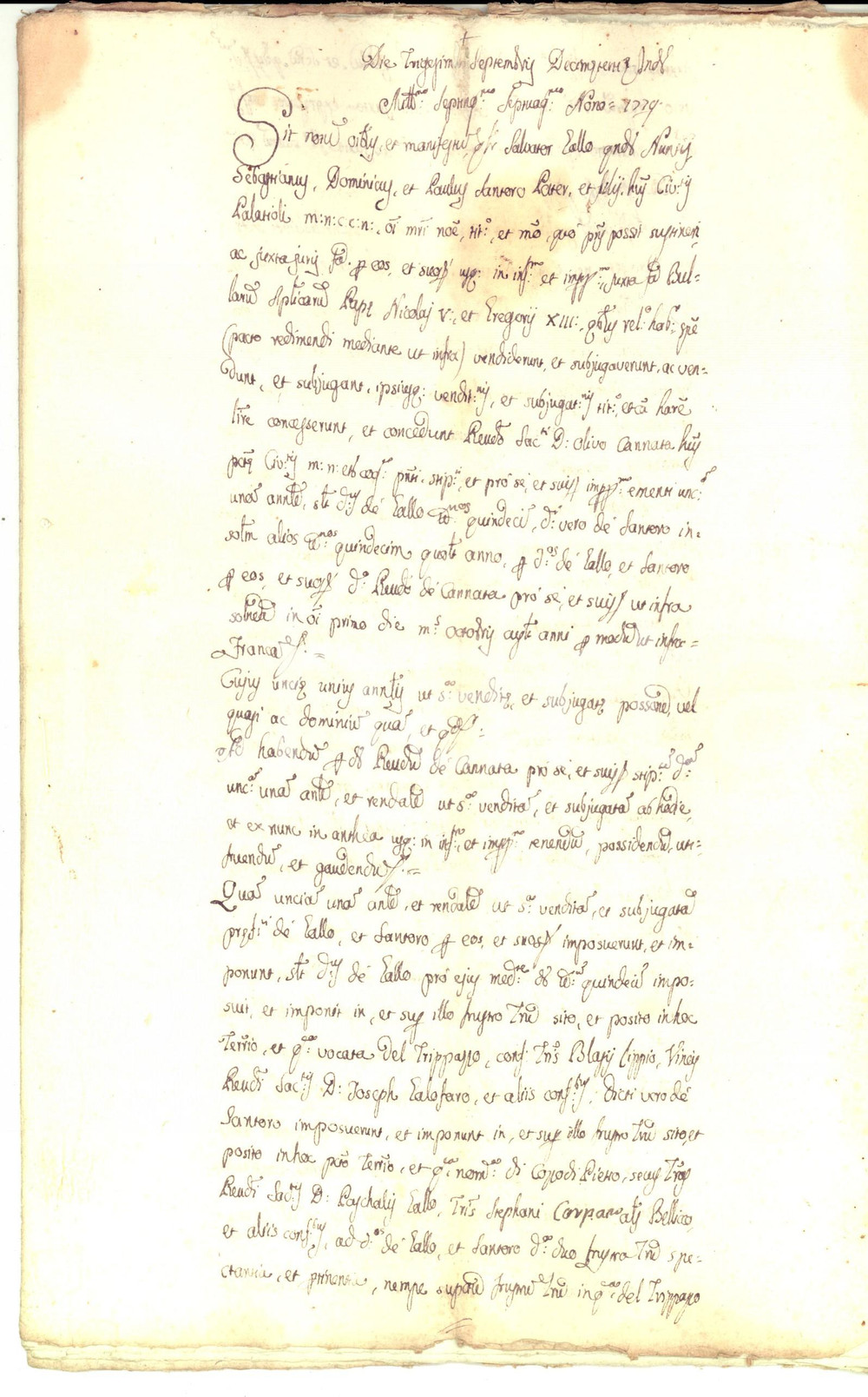 Documento originale, autentico 1779 PALAZZOLO ACREIDE Atto soggiogazione don Olivo CANNATA e Salvatore GALLO 1
