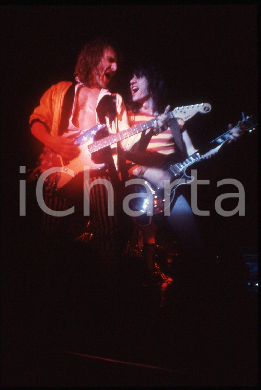 35mm vintage slide* 1982 MILANO Fernando VON ARB e Mark KOHLER dei KROKUS (1)