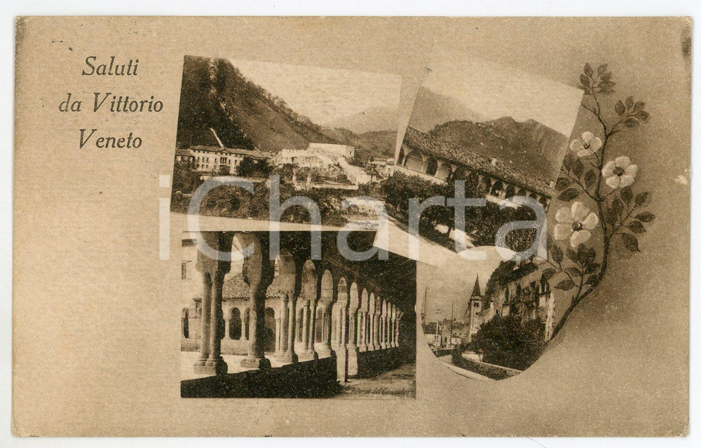 1920 VITTORIO VENETO (TV) Vedutine della città - Cartolina FP VG  Cartolina postale d'epoca, viaggiata.CONDIZIONI: fairFORMATO: FP    originale e autentica 1