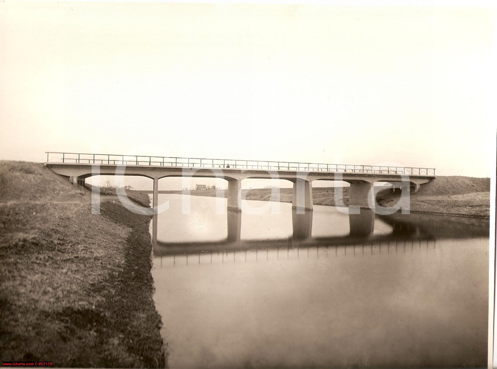 Fotografia d'epoca originale 1930 NOVI DI MODENA (MO) Bonifica Ponte RESEGA animata 1