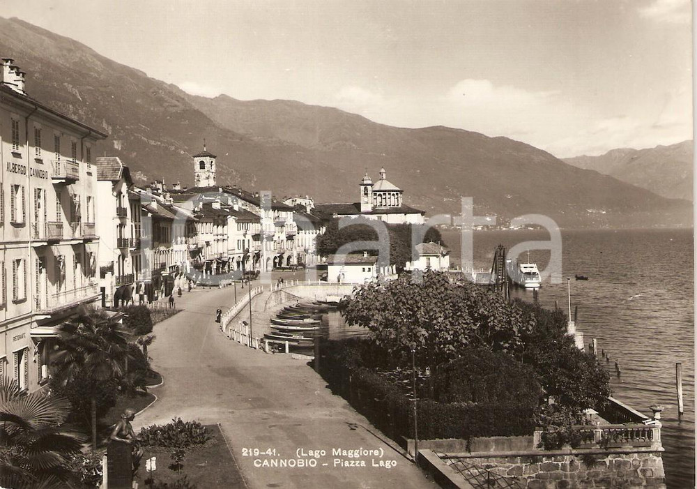 Cartolina originale da collezione 1958 CANNOBIO (VB) Lago Maggiore Panorama Piazza Lago *Cartolina FG VG 1