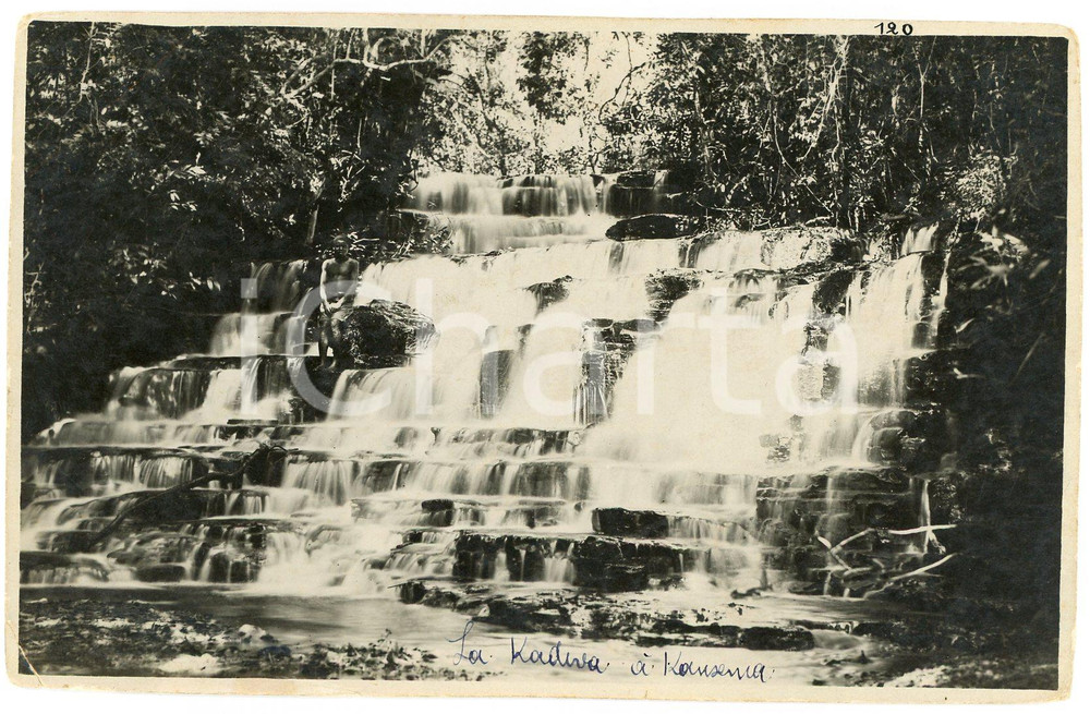 1930 ca CONGO BELGE - KANSENIA - Chutes - Photo Léopold GABRIEL 120 Fotografia originale d'epoca, su carta sottile.FOTOGRAFO: L&eacute;opold Gabriel - Panda - Katanga  GOOD/buono  Formato: 14x9 cm originale e autentica 1