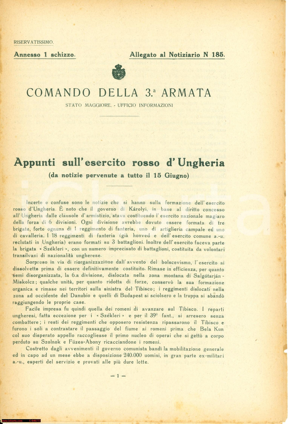 Documento originale, autentico 1920 circa Appunti sull'esercito bolscevico in UNGHERIA 1