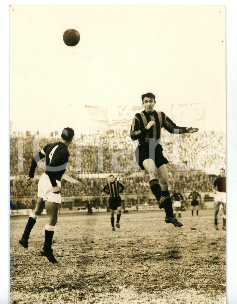 1958 CALCIO TORINO-INTER 0-5 Colpo di testa di Eddie FIRMANI *Foto 13x18 cm
