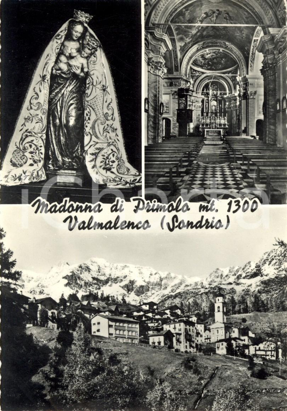 Cartolina originale da collezione 1956 CHIESA VALMALENCO (SO) Vedutine Santuario della MADONNA di PRIMOLO *FG VG 1