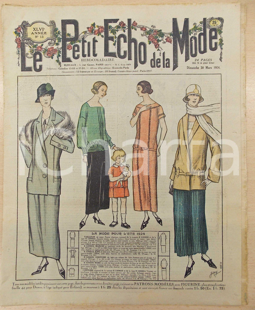 Giornale, rivista storica 1924 PETIT ECHO DE LA MODE Pour l Ã©tÃ© Revue VINTAGE annÃ©e XLVI nÂ°13 1