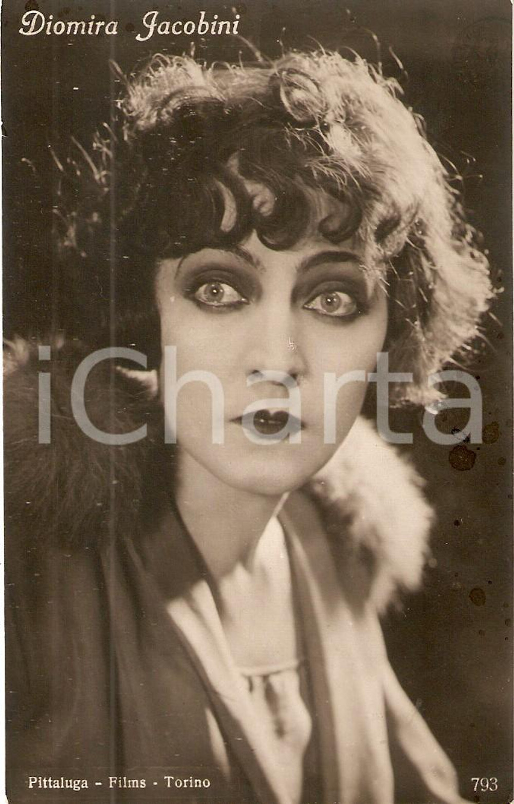 Cartolina originale da collezione 1920 ca CINEMA Ritratto Diomira JACOBINI Attrice PITTALUGA FILMS *Cartolina 1