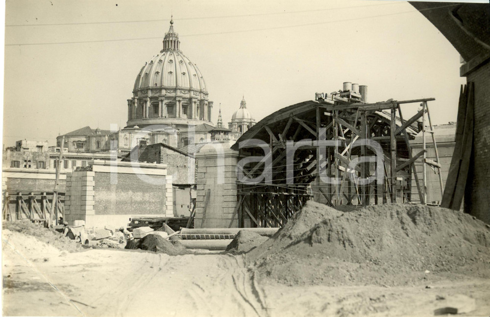 Fotografia d epoca originale 1929 CITTA  DEL VATICANO Costruzione nuova stazione ferroviaria SAN PIETRO Foto 1