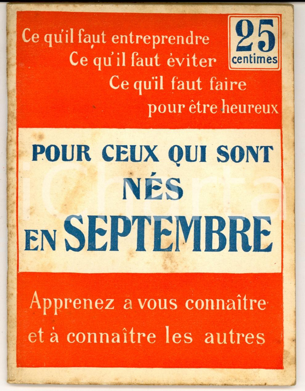 Libro, pubblicazione d'epoca 1950 PARIS Pour ceux qui sont nÃ©s en septembre HOROSCOPE *Ed. Arrault 1
