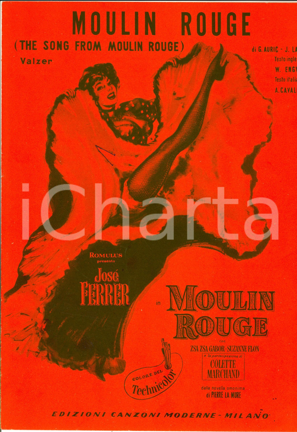 Oggetto da collezione cartaceo 1953 G. AURIC  J. LARUE Moulin Rouge dal film con Zsa Zsa GABOR Spartito 1