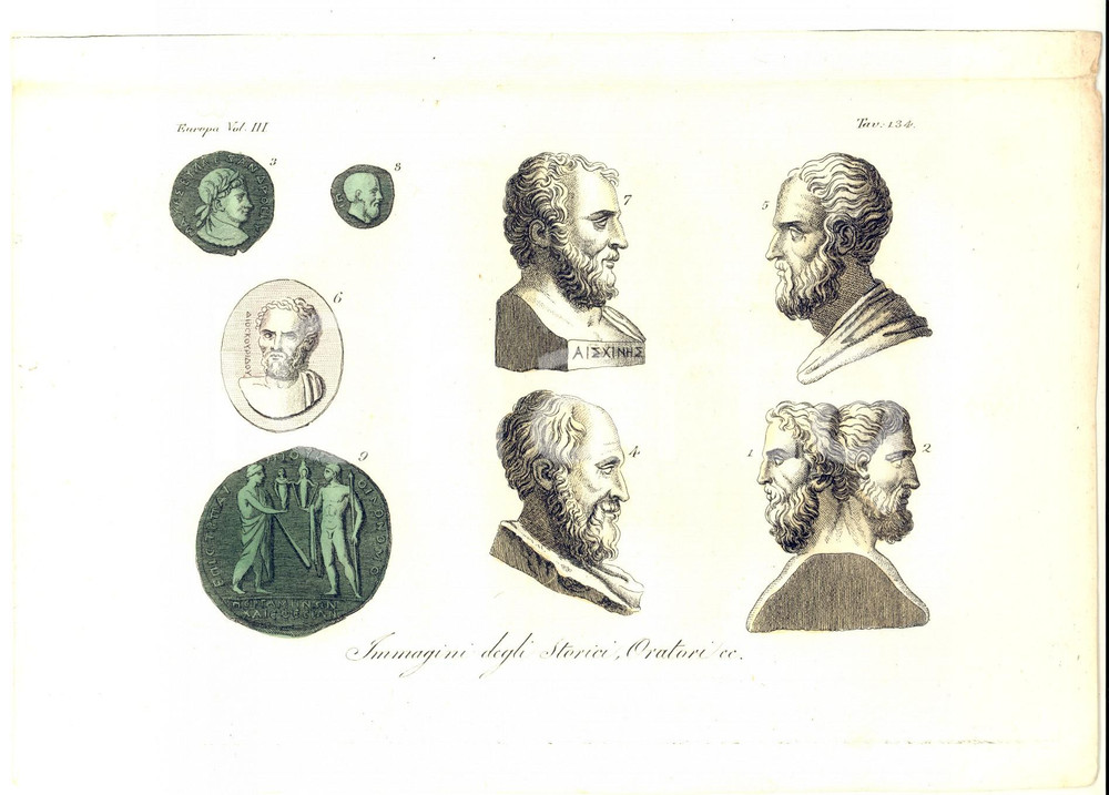 Stampa, bozzetto originale 1827 FERRARIO COSTUME EUROPA Immagini degli storici, oratori ecc. Stampa 1