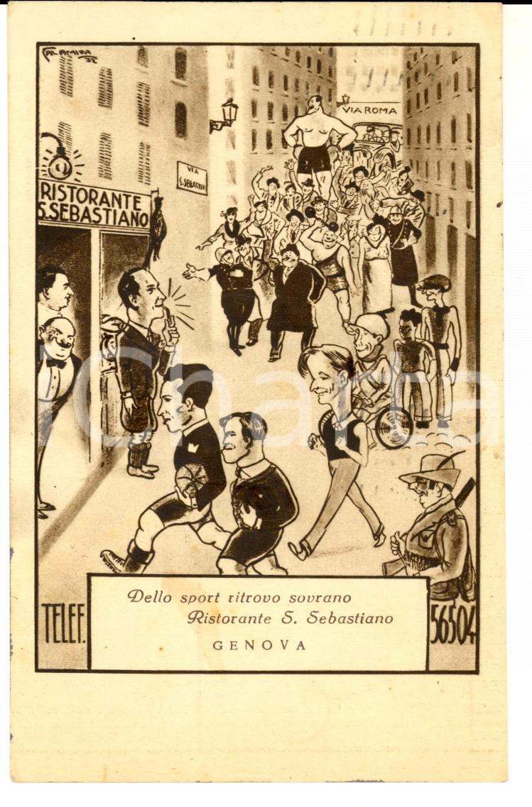 Cartolina originale da collezione 1936 GENOVA Ristorante SAN SEBASTIANO Dello sport ritrovo sovrano *Cartolina 1