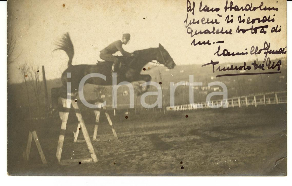 Fotografia d'epoca originale 1918 PINEROLO (TO) Camillo FENDI alla SCUOLA DI CAVALLERIA 1