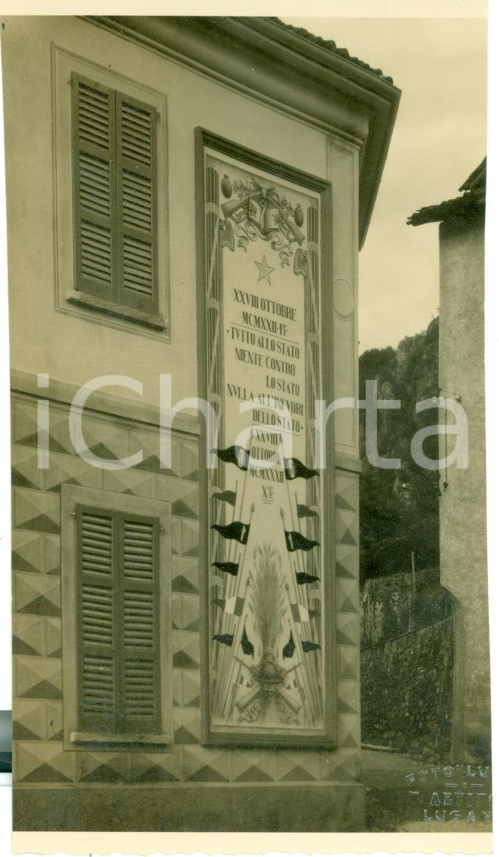 Fotografia d epoca originale 1932 CAMPIONE D ITALIA CO Lapide per decennale MARCIA SU ROMA Fotografia 1