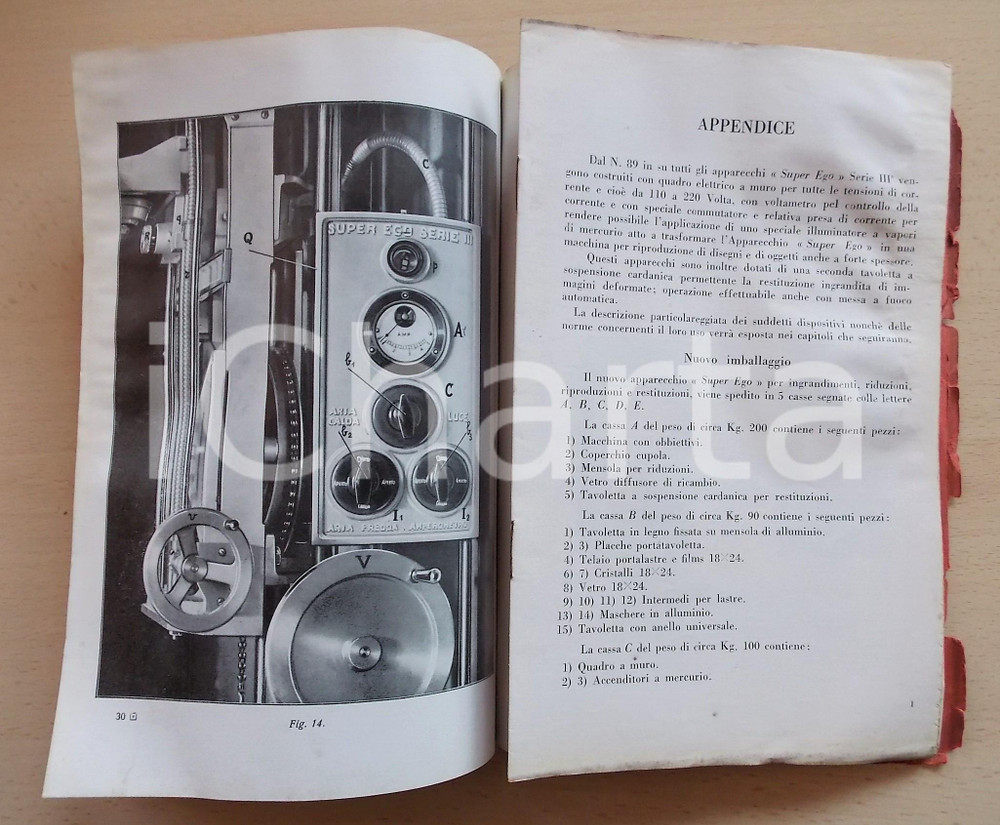 Materiale pubblicitario d’epoca 1935 Carlo BIANCHI L apparecchio fotografico SUPER EGO  Libretto DANNEGGIATO 1