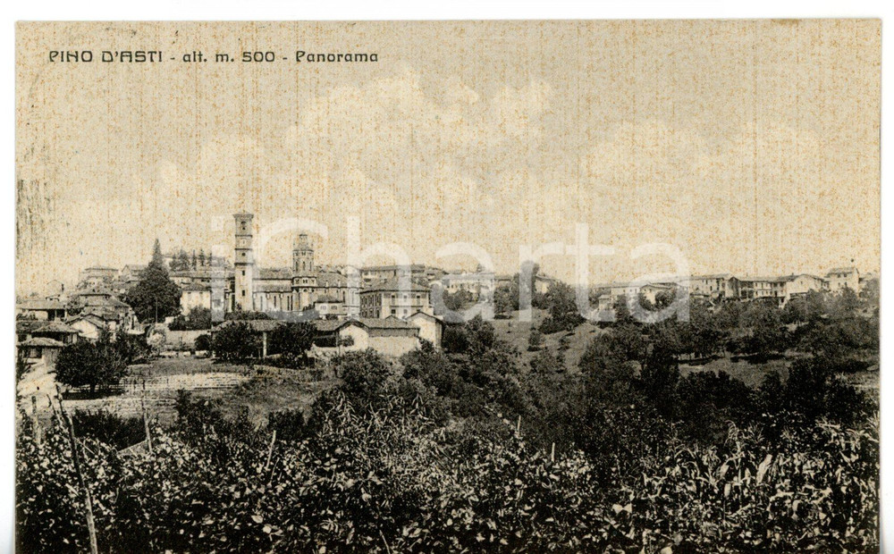 Cartolina originale da collezione 1945 ca PINO D ASTI Panorama del paese Cartolina VINTAGE  FP VG 1