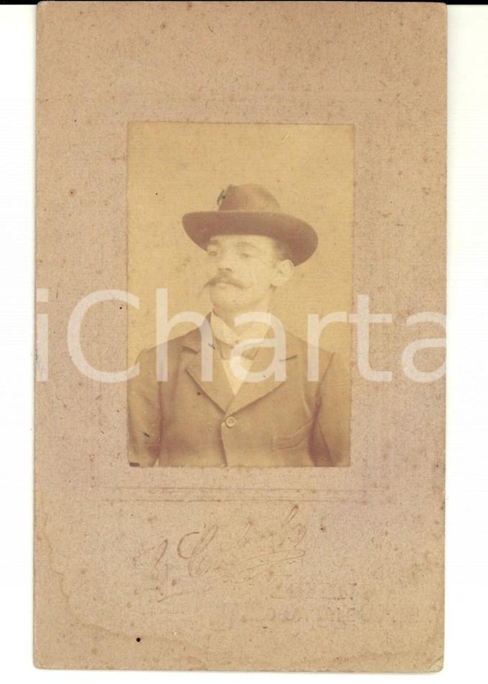 Fotografia d epoca originale 1880 ca TORINO Ritratto di Pietro GARNERONE Fotografia L. COLOMBO 1