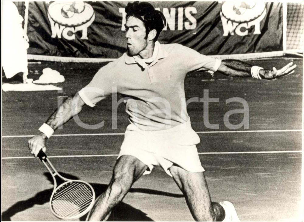 Fotografia d epoca originale 1975 ca AUSTRALIA TENNIS WCT Il rovescio di Kenneth Robert ROSEWALL Fotografia 1