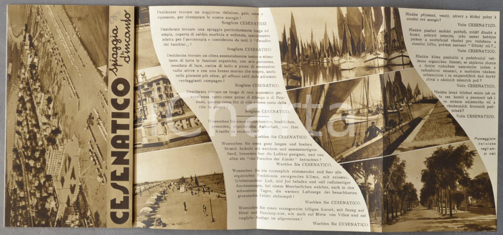 Materiale pubblicitario d’epoca 1940 ca CESENATICO Spiaggia d incanto Pieghevole ILLUSTRATO TURISMO 1