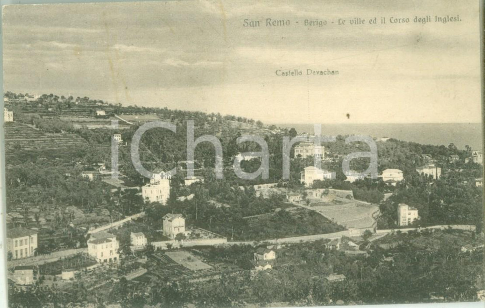 Cartolina originale da collezione 1930 SANREMO IM Le ville e il Corso degli Inglesi Cartolina FP VG 1
