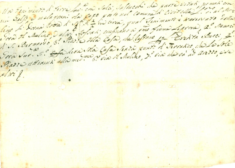 Documento originale, autentico 1770 ca CIVITELLA VAL DI CHIANA AR Descrizione terreno a DORNA Documento 1