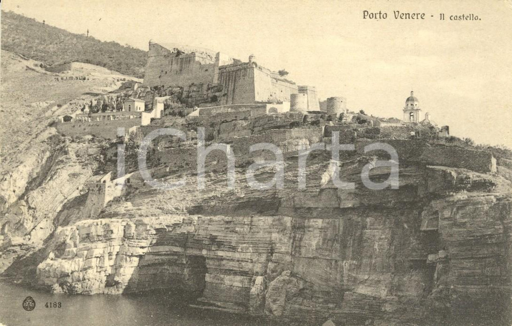 Cartolina originale da collezione 1920 ca PORTOVENERE SP Il Castello DORIA a picco sul mare Cartolina FP NV 1