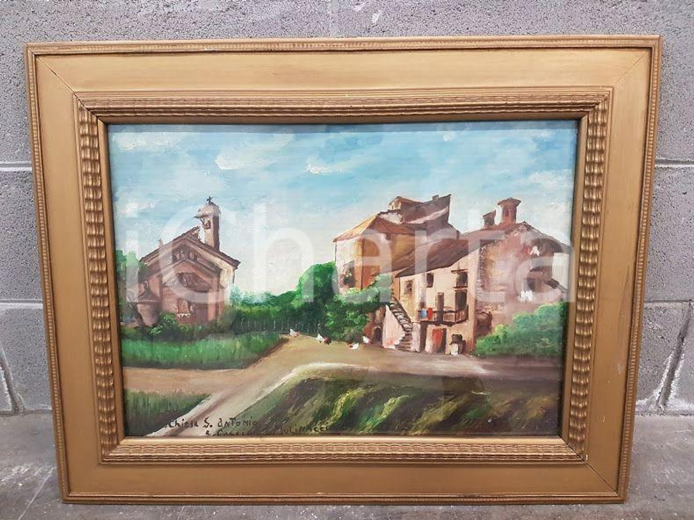1962 VINTAGE Chiesa S.Antonio Cascina Mulinaccio firmato - Quadro 73,6 X 57,5 cm