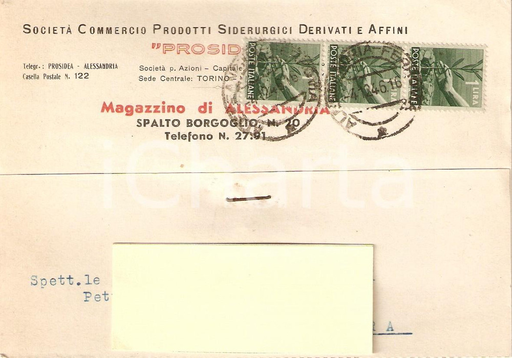 Cartolina originale da collezione 1946 ALESSANDRIA Spalto Borgoglio PROSIDEA *Cartolina Commerciale 1