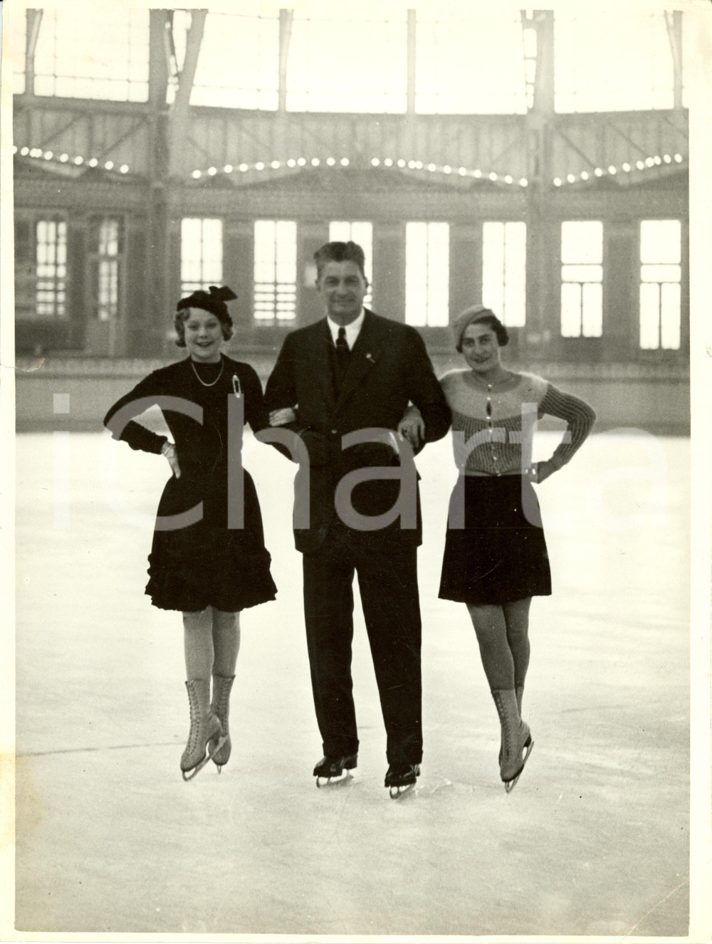 Fotografia d epoca originale 1932 MILANO Alberto BONACOSSA e Sonia HENIE Pattinatrice su ghiaccio Fotografia 1