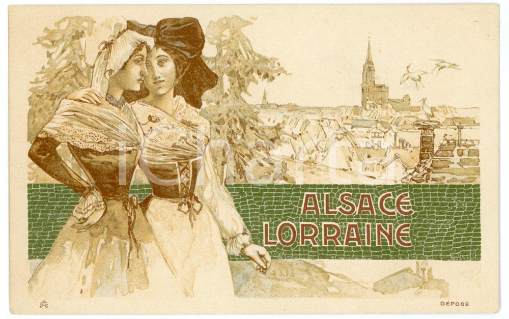 1900 ca FRANCE - ALSACE LORRAINE Femmes pour une promenade - Carte postale  Cartolina postale, non viaggiata. FAIR/discreto Lievi smussature agli angoli Formato: FP originale e autentica 1