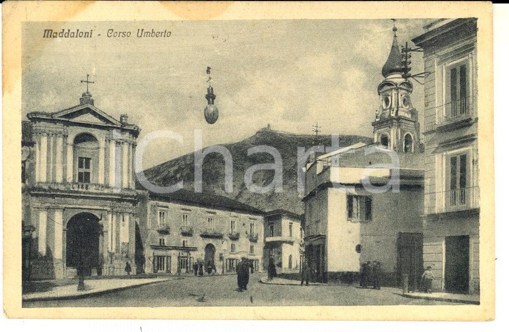Cartolina originale da collezione 1927 MADDALONI (CE) Corso Umberto *Cartolina postale ANIMATA FP VG 1