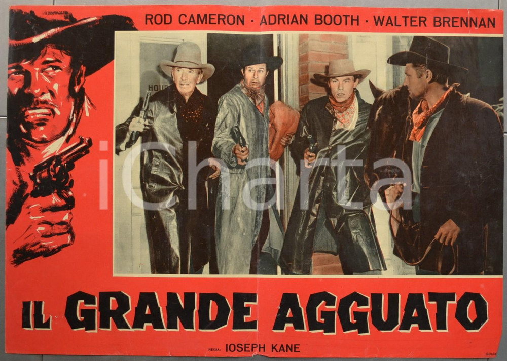 Materiale cinematografico d’epoca 1960 ca IL GRANDE AGGUATO Rod CAMERON Adrian BOOTH Fotobusta WESTERN 66x46 cm 1