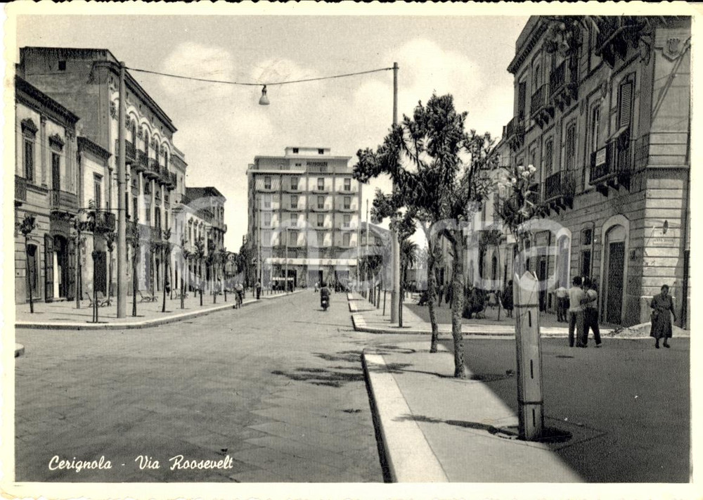 Cartolina originale da collezione 1959 CERIGNOLA (FG) Veduta di viale ROOSEVELT Animata 1