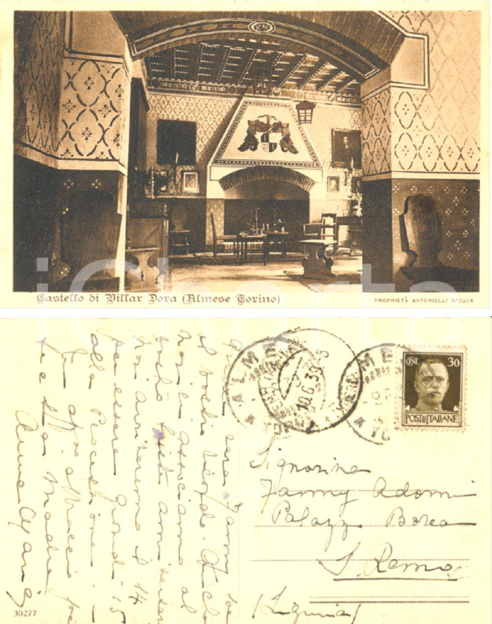 Cartolina originale da collezione 1939 ALMESE TO Castello VILLAR DORA Autografo Anna Maria ANTONIELLI D OULX FP VG 1