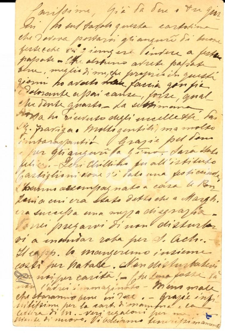 Autografo originale 1900 ca MILANO Isabella BONOLA LORELLA riceve notizie dalla madre Cartolina FP 1